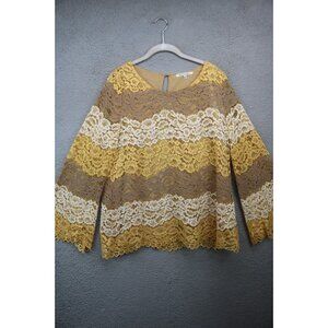 Blushing Heart All Lace Long Bell Sleeve Tunic-Sheer-Lined-Large-Cottagecore